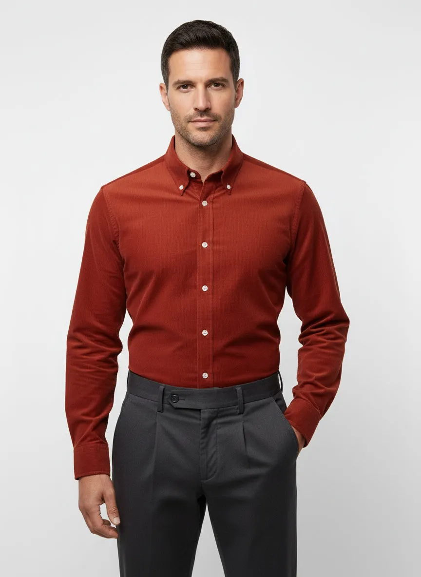 Red Wine Soft Corduroy Shirt - Button Down sold by Brisk Shirts product image thumbnail 2