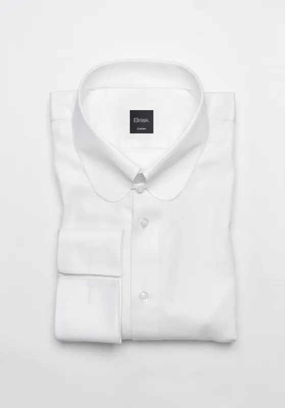 Pearl White Twill Pima Cotton Shirt - Club Tab Collar sold by Brisk Shirts