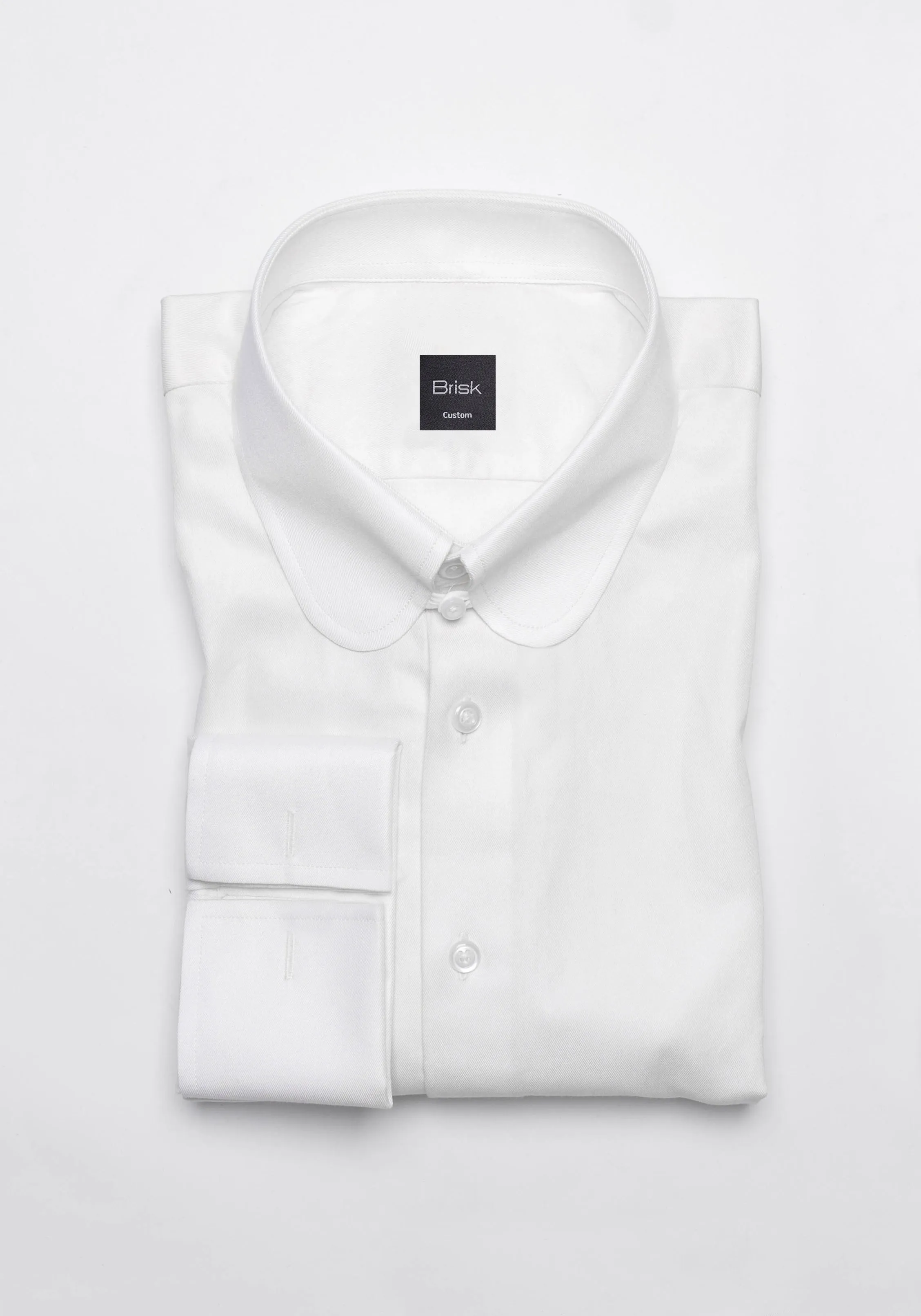 Pearl White Twill Pima Cotton Shirt - Club Tab Collar sold by Brisk Shirts