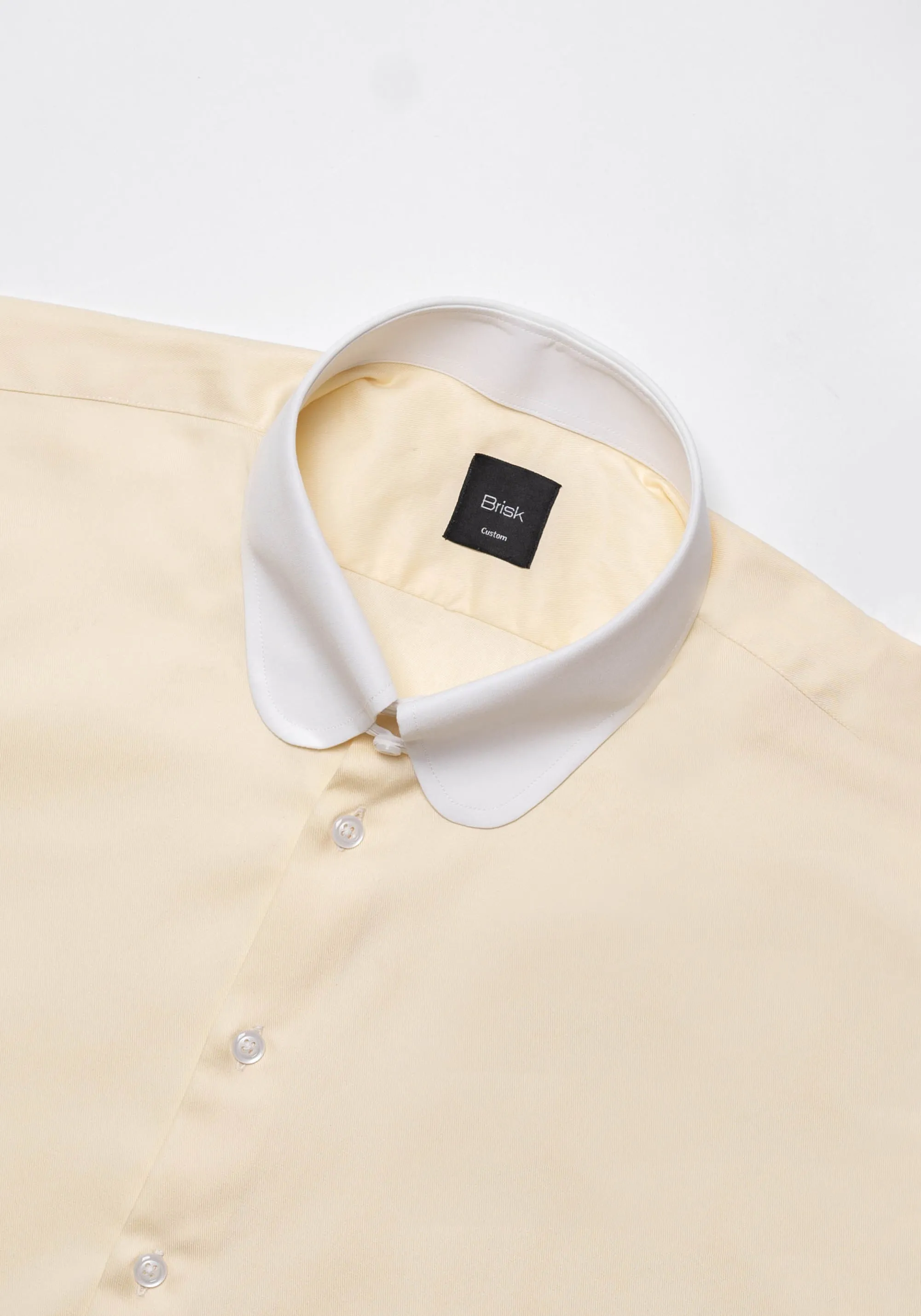 Yellow Twill Pima Cotton Shirt - White Club Tab Collar sold by Brisk Shirts product image thumbnail 3
