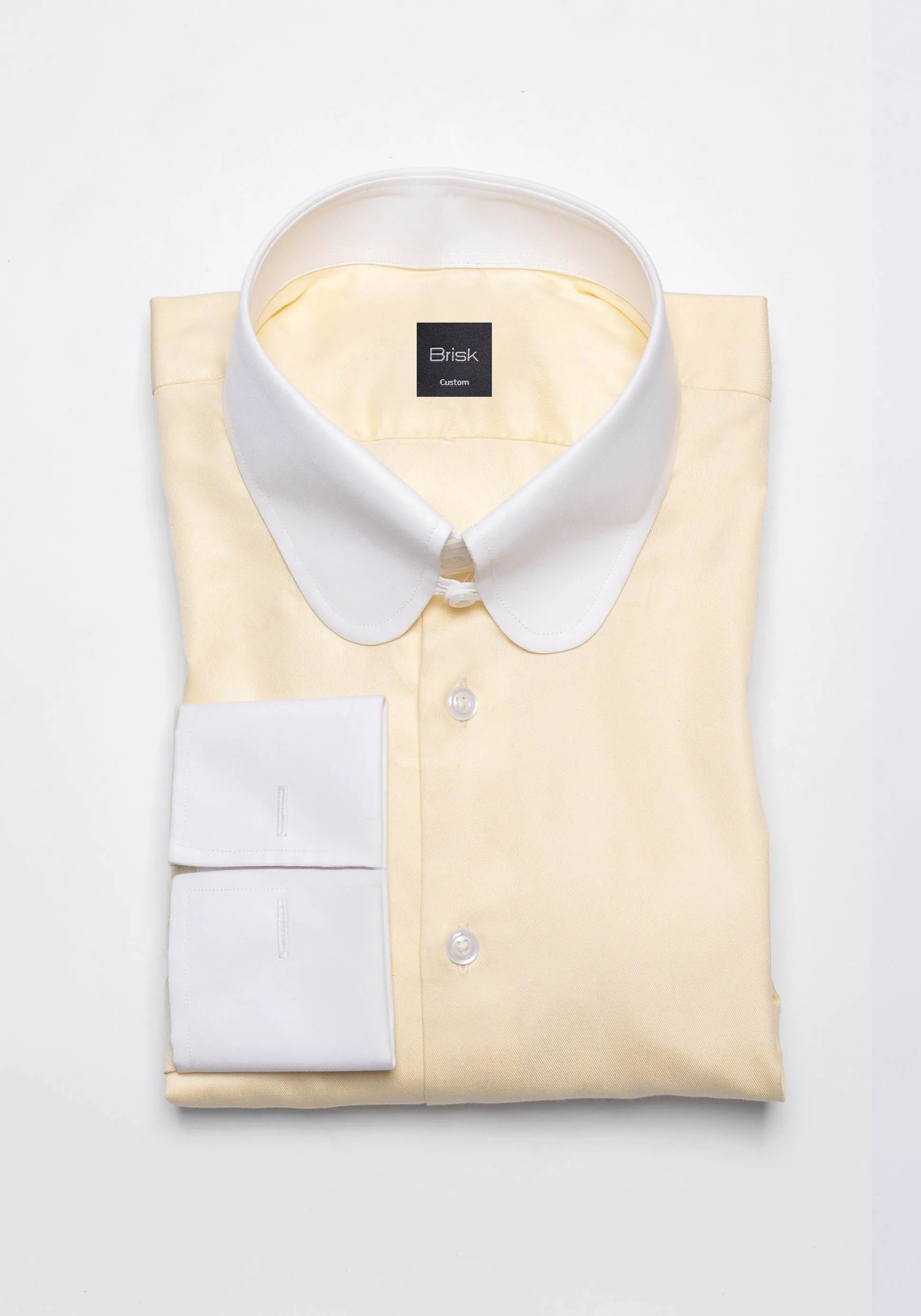 Yellow Twill Pima Cotton Shirt - White Club Tab Collar sold by Brisk Shirts
