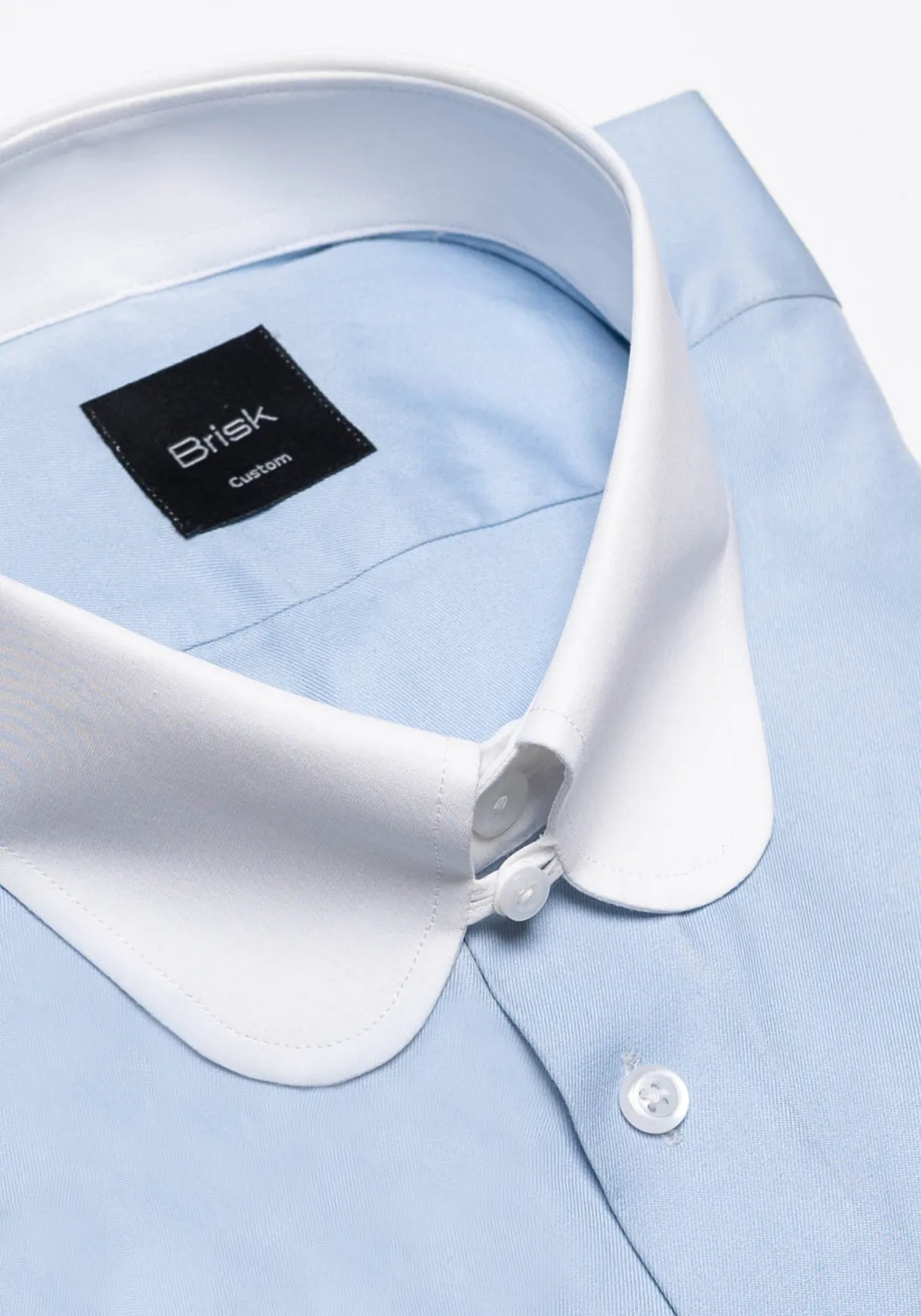 Sky Blue Twill Pima Cotton Shirt - White Club Tab Collar sold by Brisk Shirts product image thumbnail 2