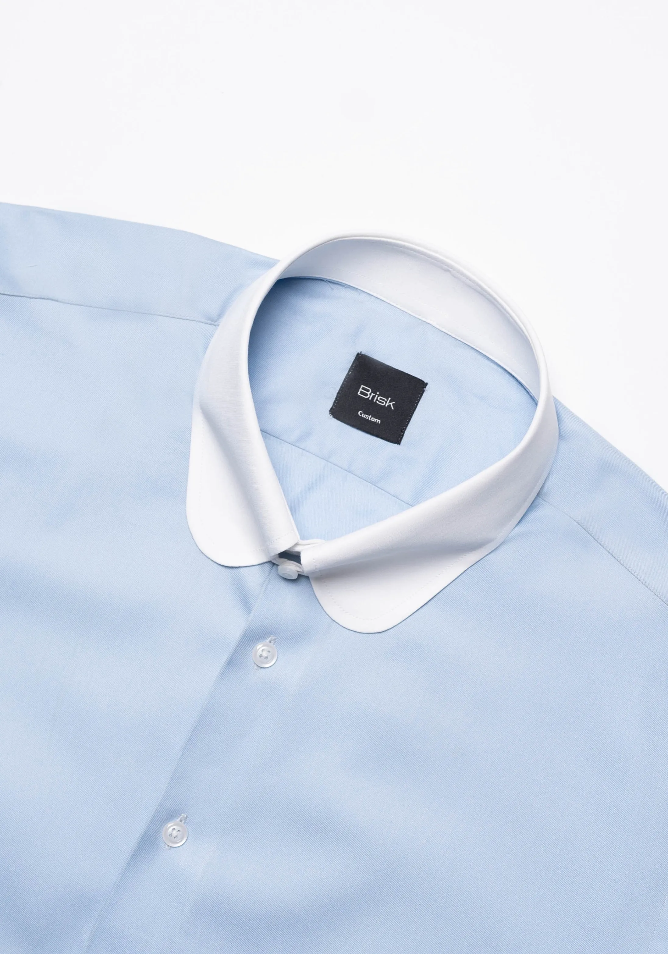 Sky Blue Twill Pima Cotton Shirt - White Club Tab Collar sold by Brisk Shirts product image thumbnail 3