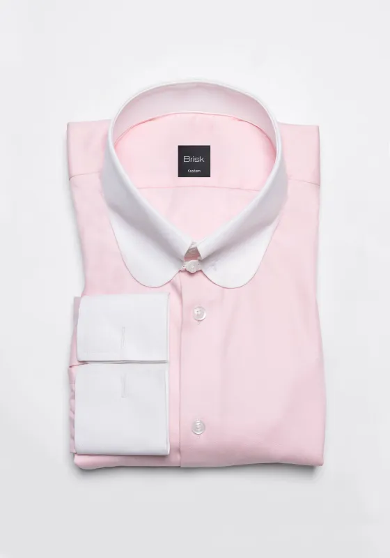 Pink Twill Pima Cotton Shirt - White Club Tab Collar sold by Brisk Shirts