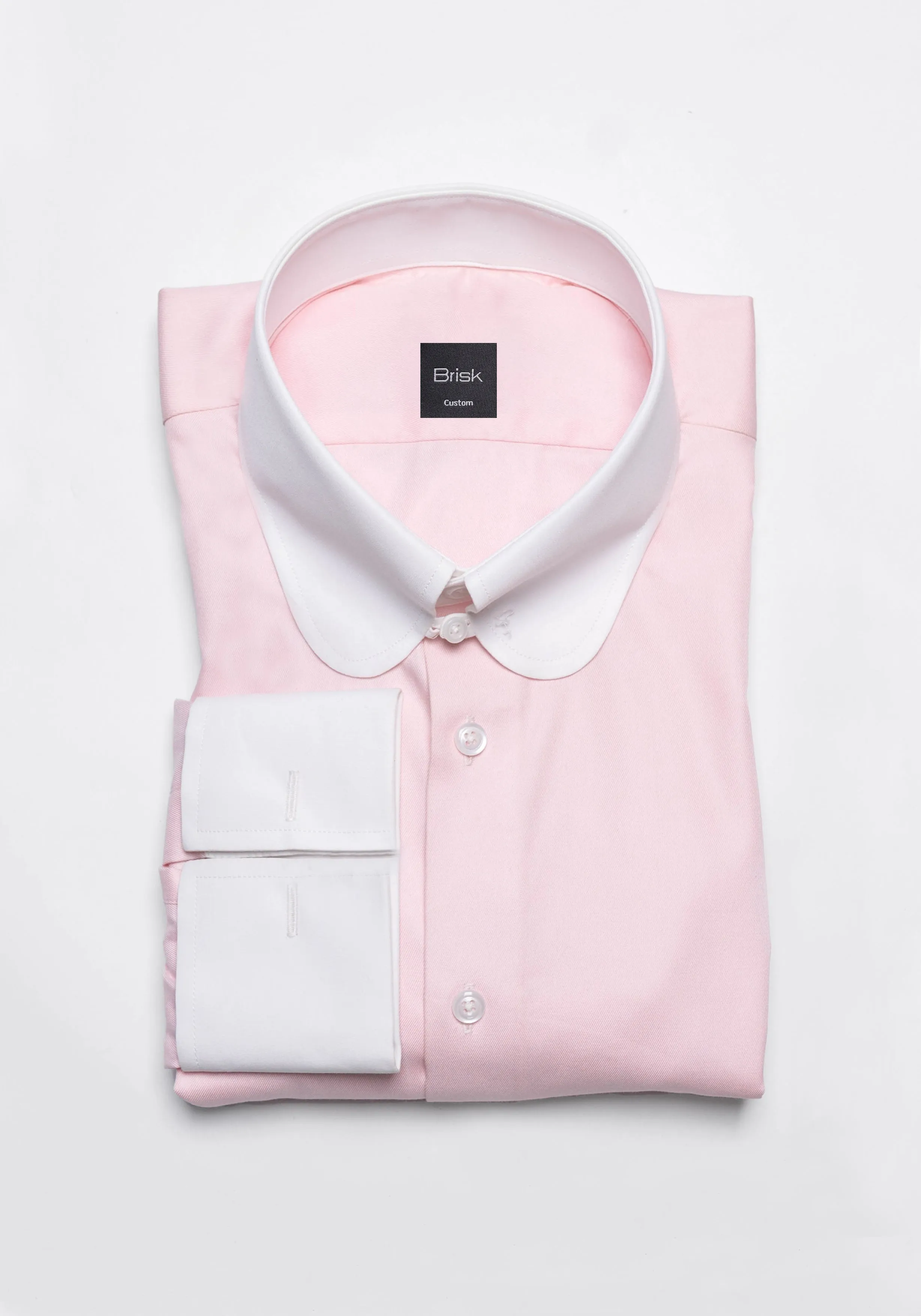 Pink Twill Pima Cotton Shirt - White Club Tab Collar sold by Brisk Shirts