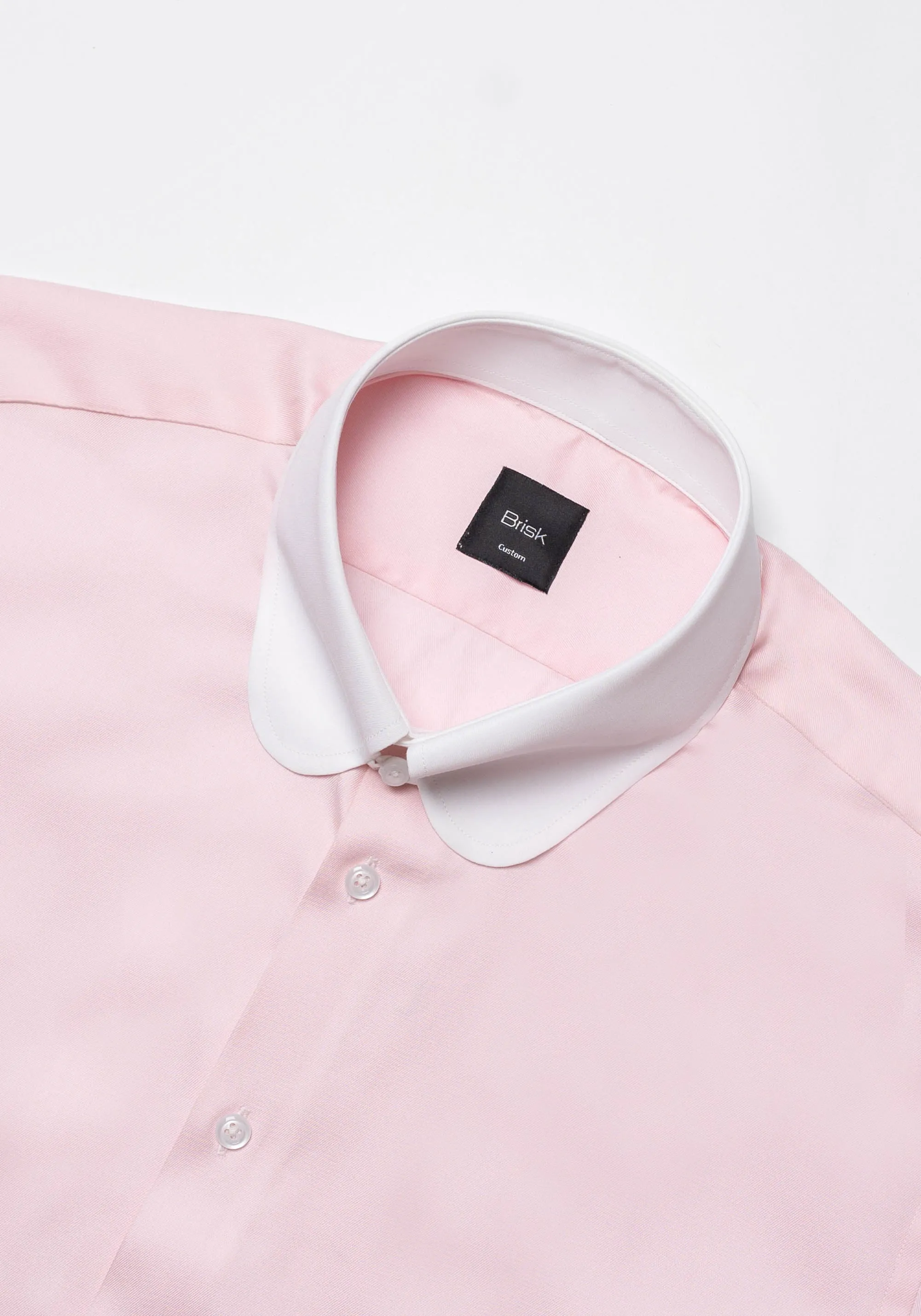 Pink Twill Pima Cotton Shirt - White Club Tab Collar sold by Brisk Shirts product image thumbnail 3
