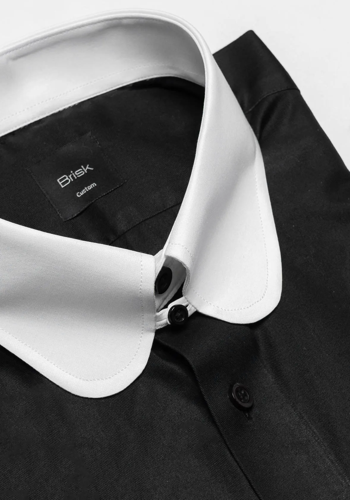 Jet Black Twill Pima Cotton Shirt - White Club Tab Collar sold by Brisk Shirts product image thumbnail 2