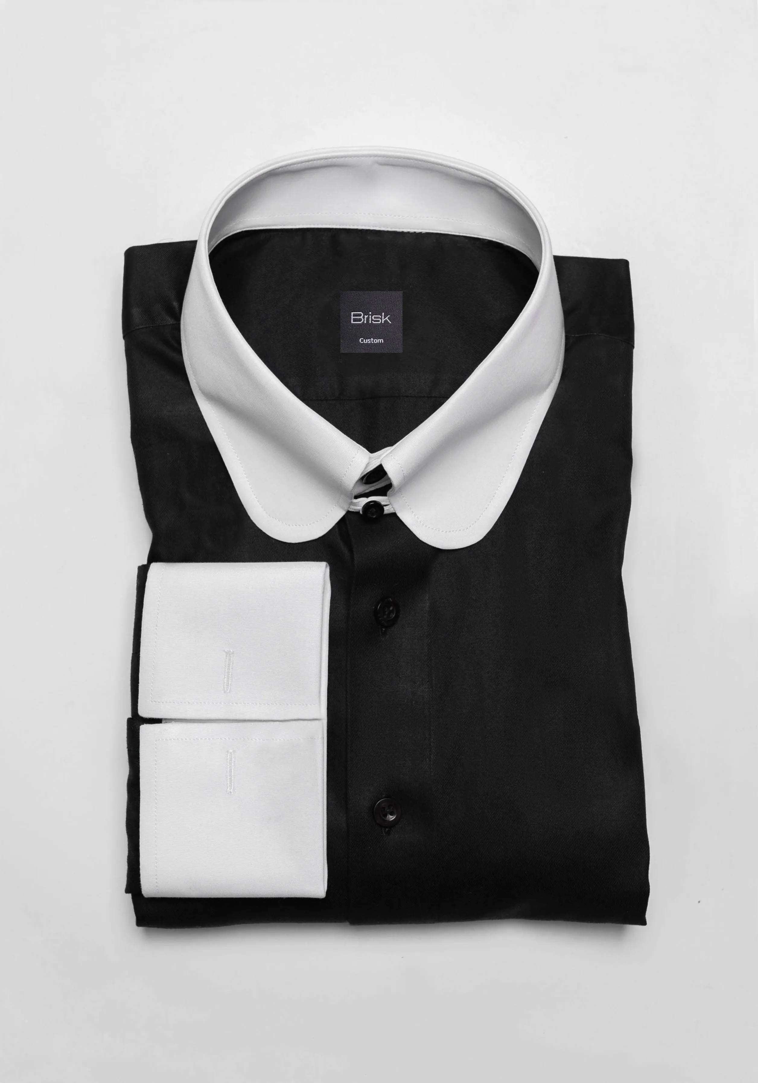 Jet Black Twill Pima Cotton Shirt - White Club Tab Collar sold by Brisk Shirts
