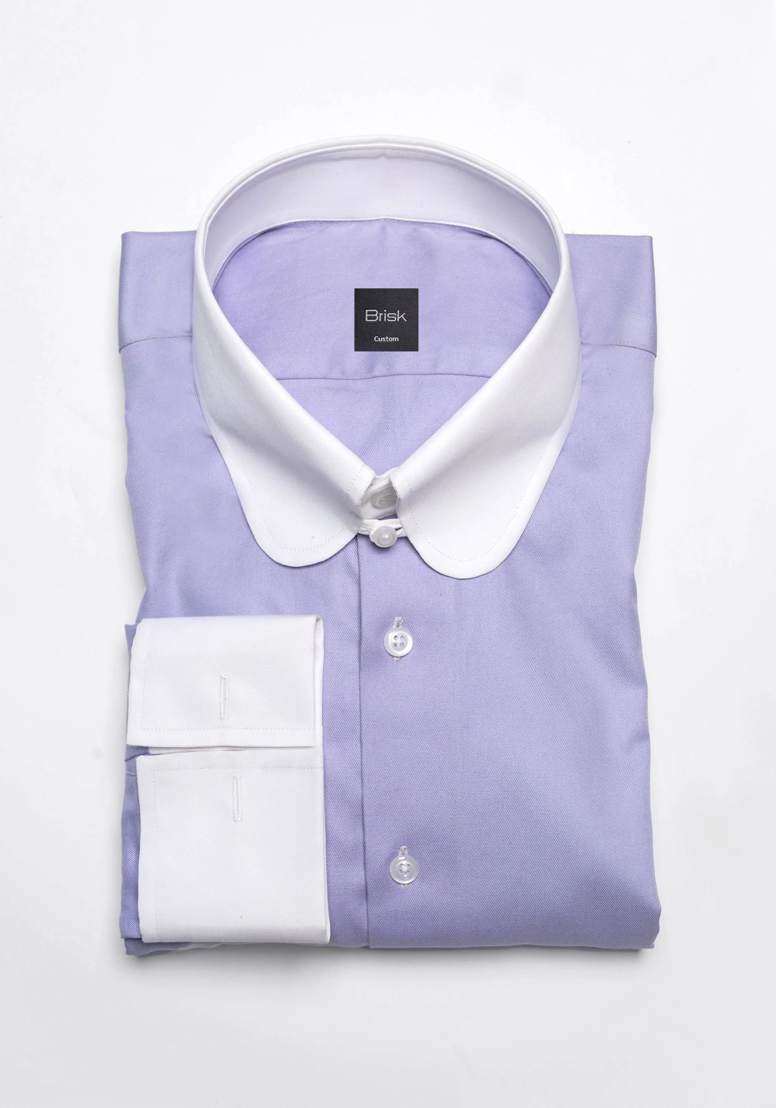 Purple Twill Pima Cotton Shirt - White Club Tab Collar sold by Brisk Shirts