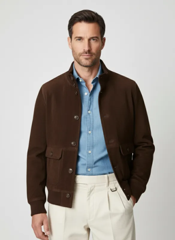 Dark Brown Suede Jacket sold by Brisk Shirts