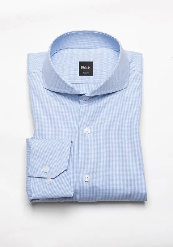 Soft Blue Micro Houndstooth Shirt sold by Brisk Shirts