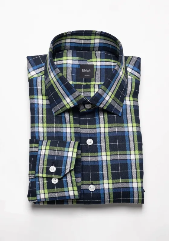 Green Blue Fine Tartan Flannel Shirt sold by Brisk Shirts