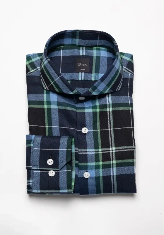 Black Blue Green Plaid Light Weight Flannel Shirt sold by Brisk Shirts