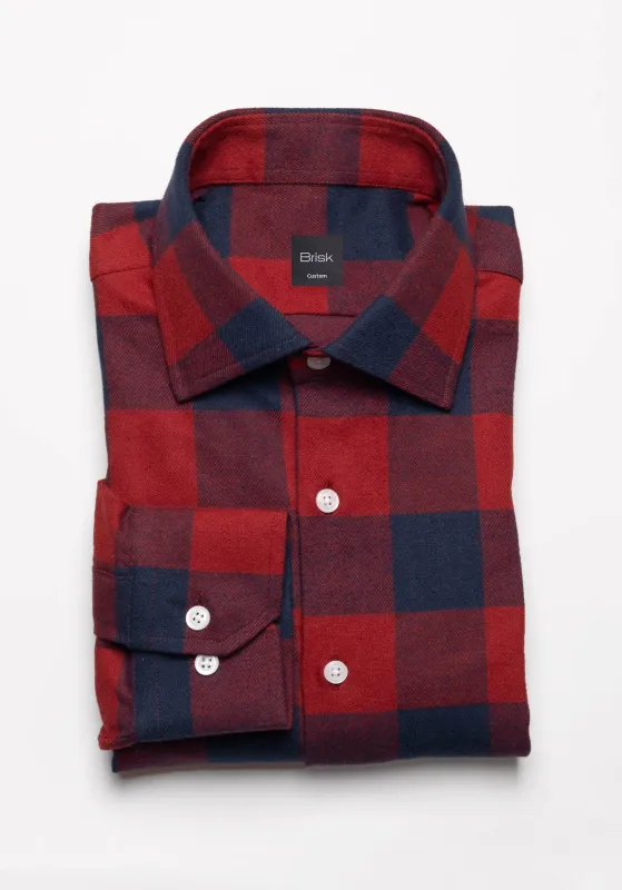 Red Blue Bold Boxes Heavy Flannel Shirt sold by Brisk Shirts