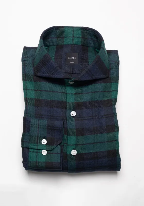 Blue Green Black Watch Bold Tartan Flannel Shirt sold by Brisk Shirts