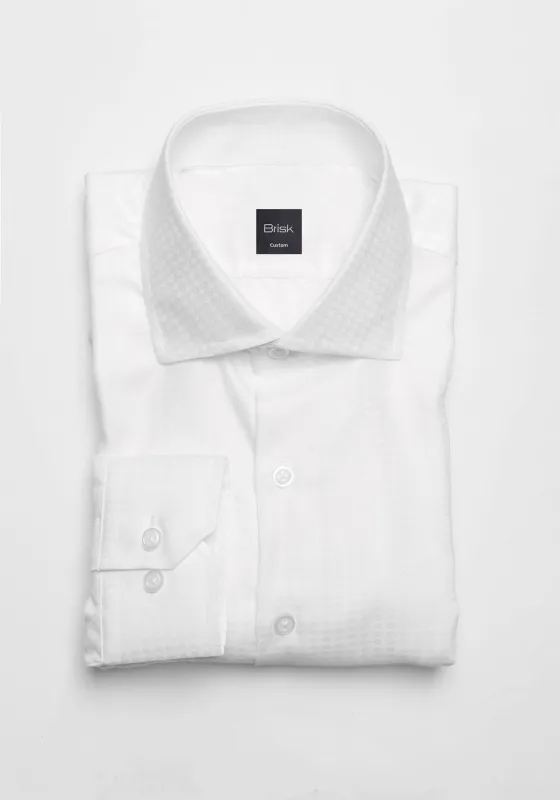 Fine White Diamond Jacquard Shirt sold by Brisk Shirts