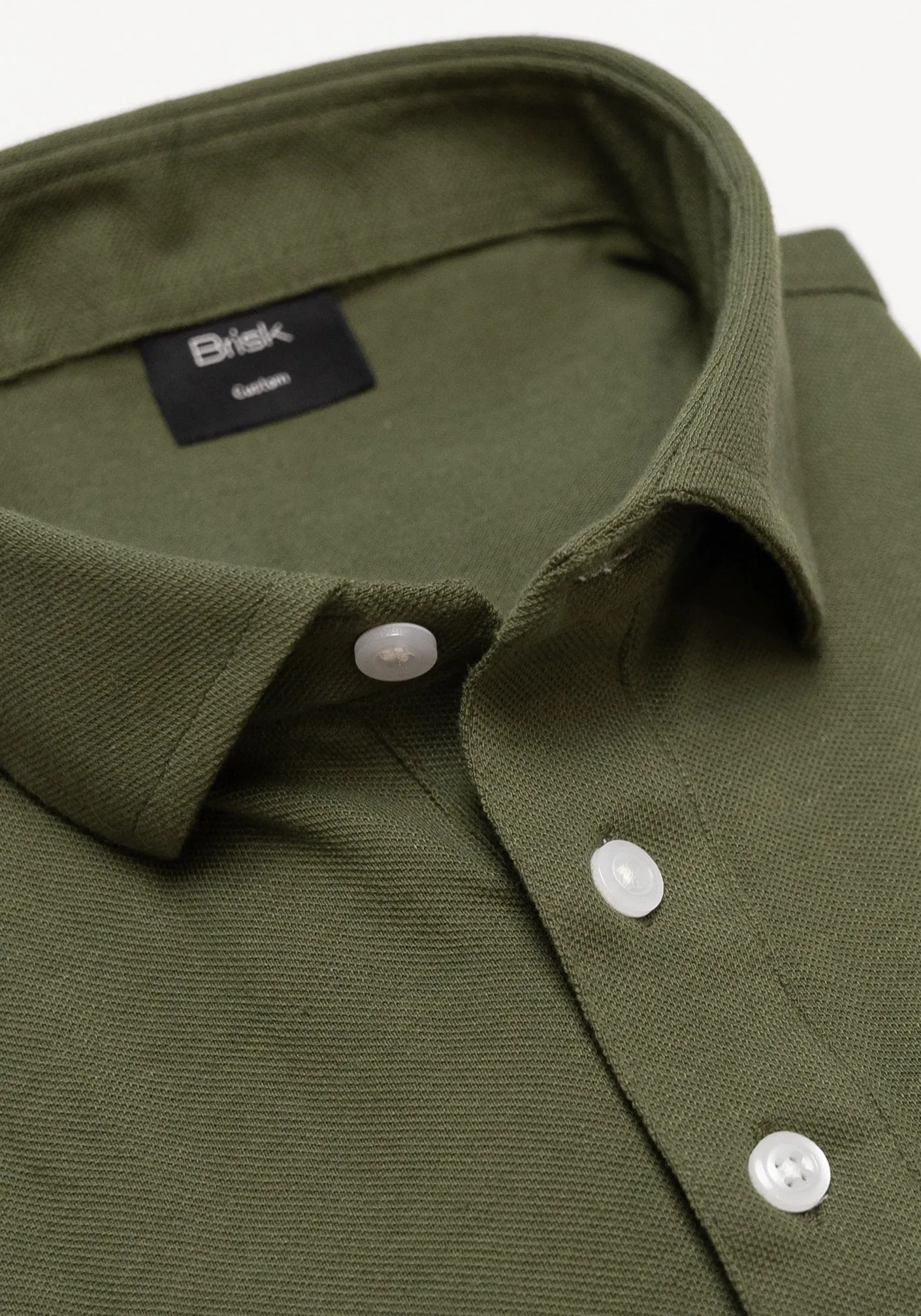 Military Green Feather Soft Piqué Popover Full Sleeve Polo Shirt sold by Brisk Shirts product image thumbnail 4