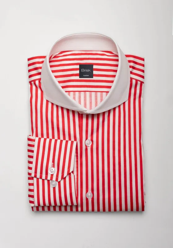 Fine Vibrant Red Performance Stretch Bengal Stripes Shirt sold by Brisk Shirts