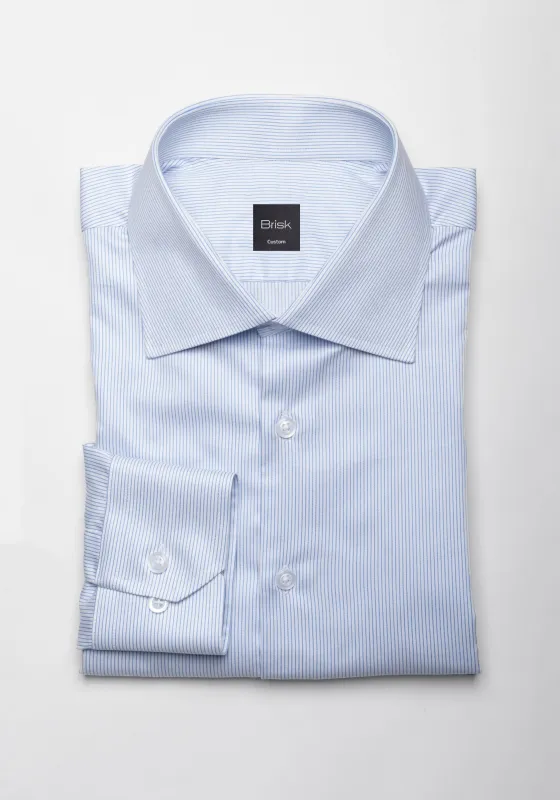 Blue Twill Pencil Stripes Shirt - Wrinkle Resistant made by Brisk Shirts