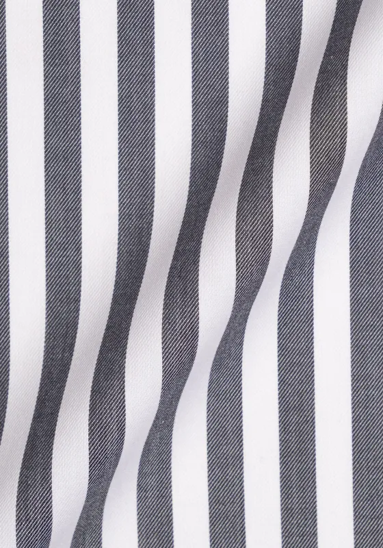 Charcoal Twill Bold Stripes Pima Cotton - Wrinkle Resistant Unused Sample sold by Brisk Shirts