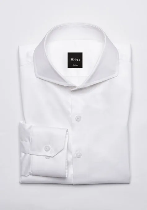 Egyptian White Twill Shirt - Extreme Collar Unused Sample sold by Brisk Shirts