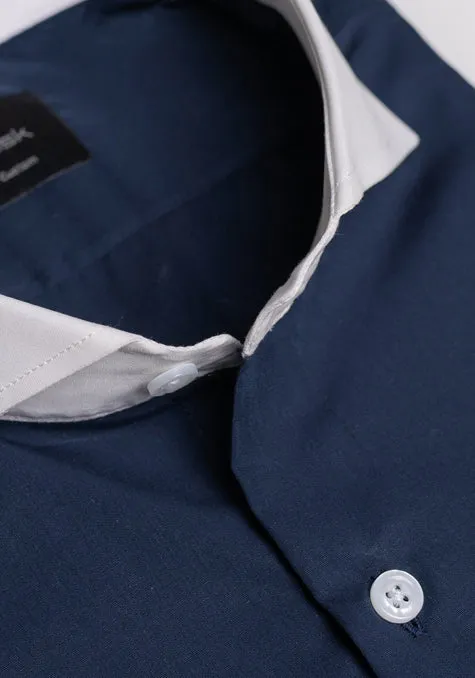 Navy Blue Egyptian Shirt - White Collar & French Cuffs Unused Sample sold by Brisk Shirts product image thumbnail 2