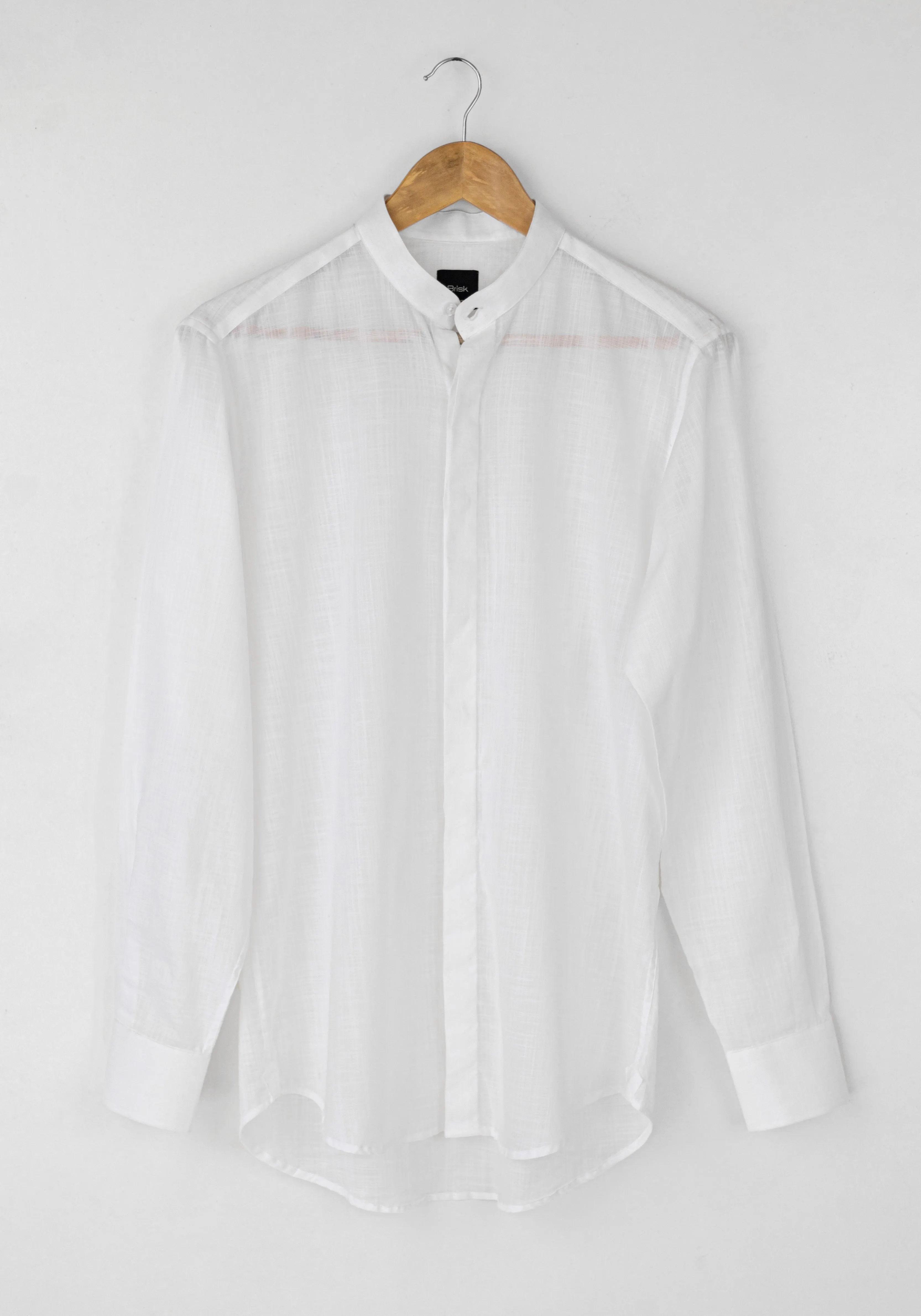 White Sheer Ultra Lightweight Summer Cotton Linen Shirt Unused Sample sold by Brisk Shirts product image thumbnail 4