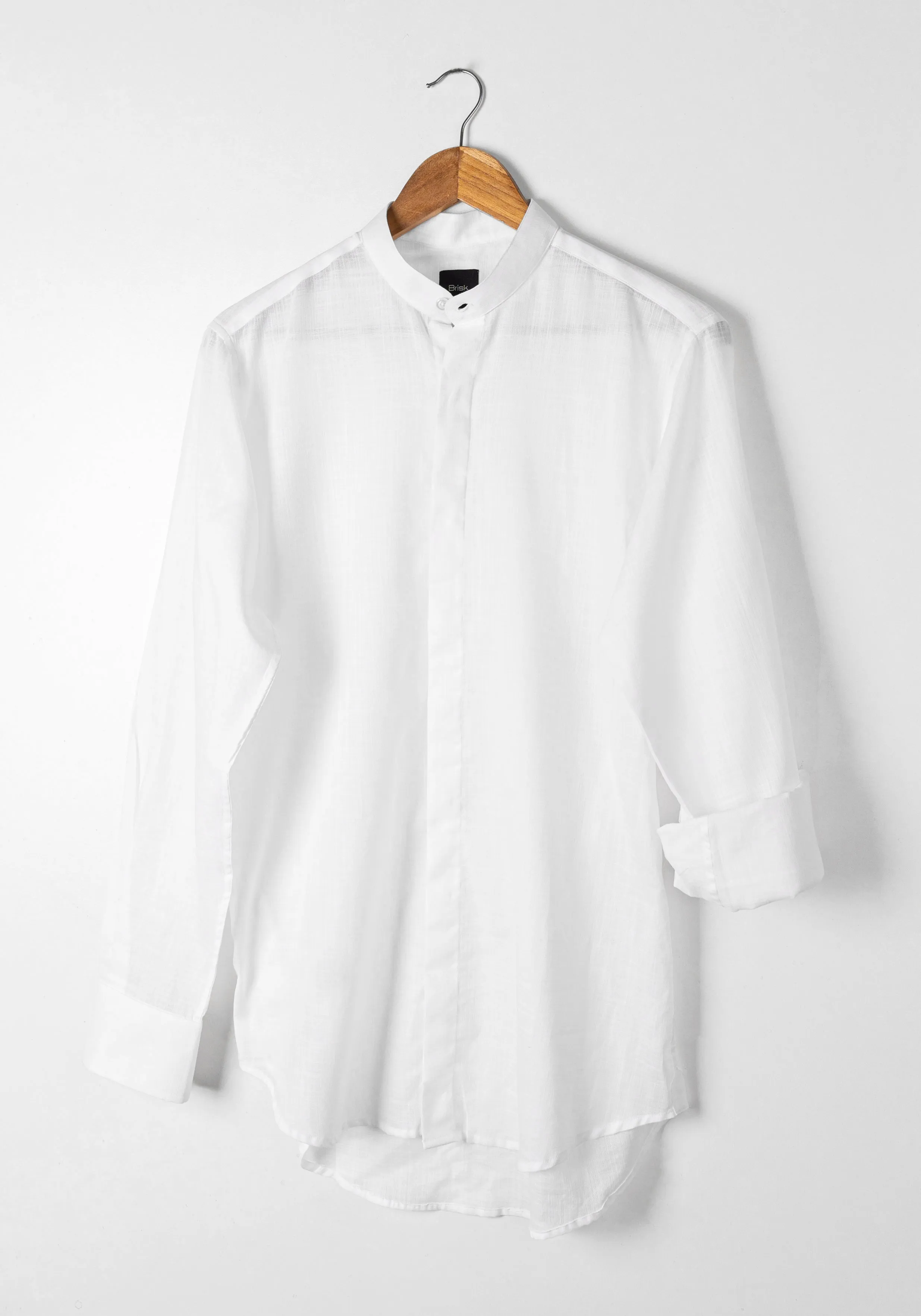 White Sheer Ultra Lightweight Summer Cotton Linen Shirt Unused Sample sold by Brisk Shirts