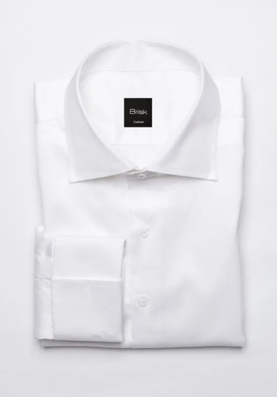 Egyptian White Twill Classic High Collar - French Cuffs Unused Sample made by Brisk Shirts