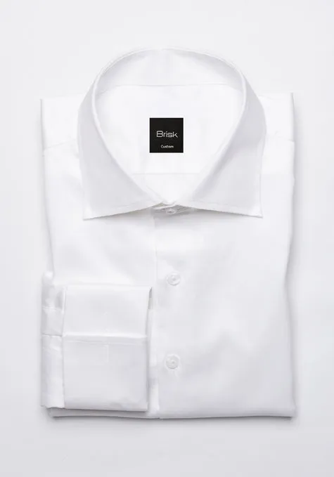 Egyptian White Twill Classic High Collar - French Cuffs Unused Sample sold by Brisk Shirts