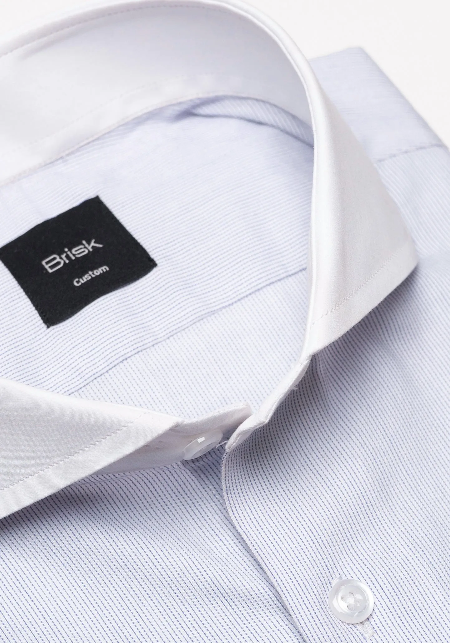 Soft Blue Pinstripes Pima Cotton Shirt - White Cutaway Extreme Collar Unused Sample sold by Brisk Shirts product image thumbnail 3