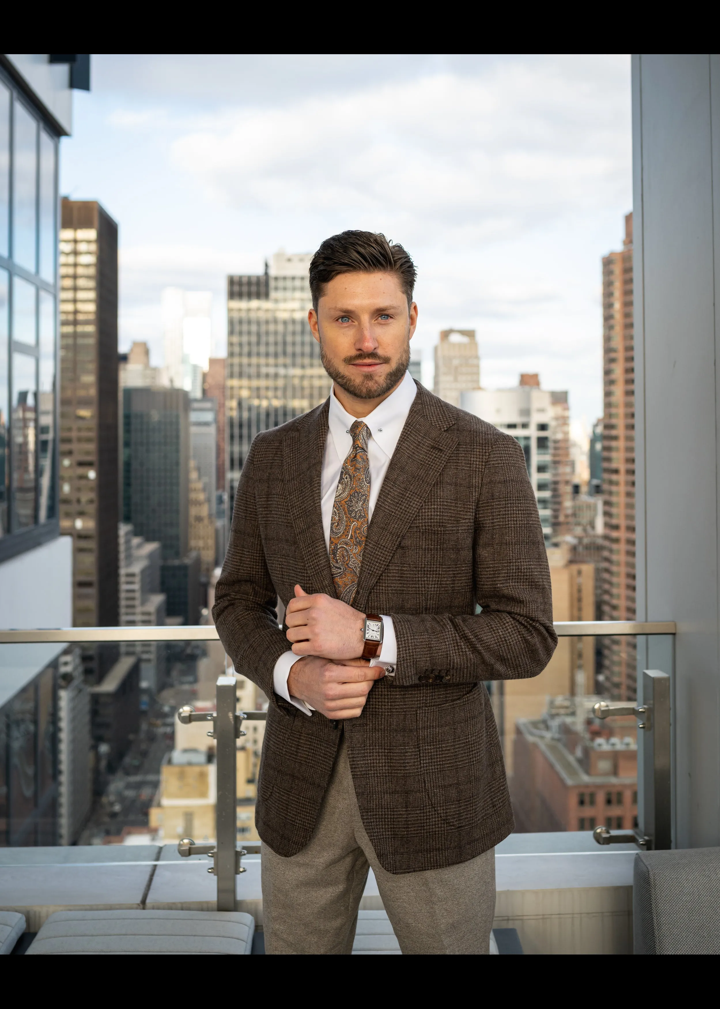 Pearl White Twill Pima Cotton Shirt - Classic Golden Pin Collar Unused Sample sold by Brisk Shirts product image thumbnail 5