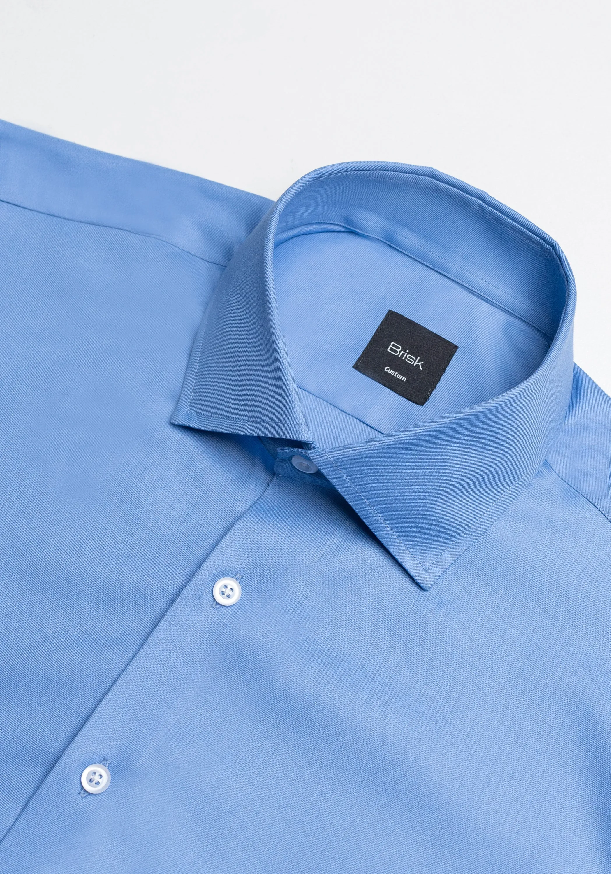 Mid Blue Twill Pima Cotton Shirt - Cutaway Classic Collar Unused Sample sold by Brisk Shirts product image thumbnail 2