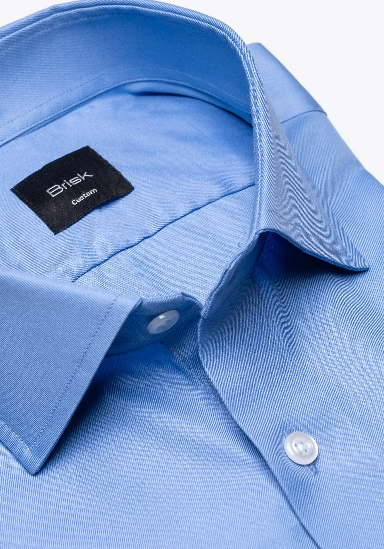 Mid Blue Twill Pima Cotton Shirt - Cutaway Classic Collar Unused Sample sold by Brisk Shirts product image thumbnail 3