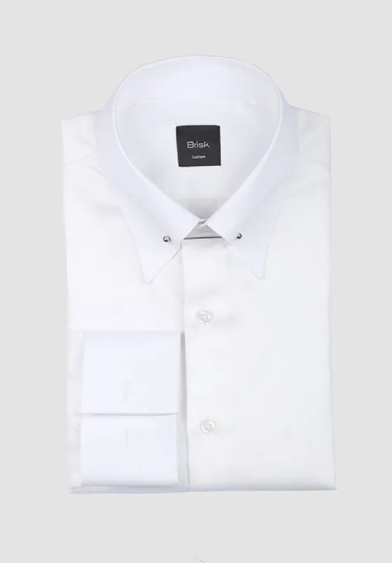 White 60's Poplin Collar Pin Shirt Unused Sample made by Brisk Shirts