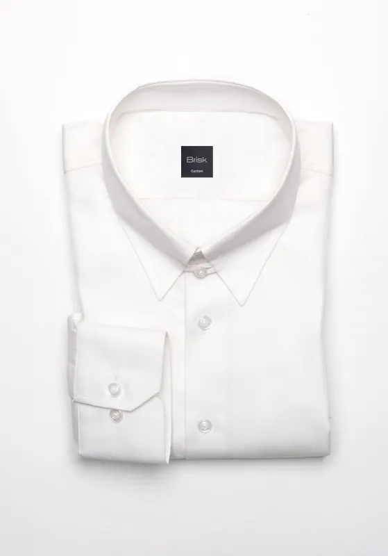 Pearl White Twill Pima Cotton Shirt - Tab Collar Unused Sample made by Brisk Shirts