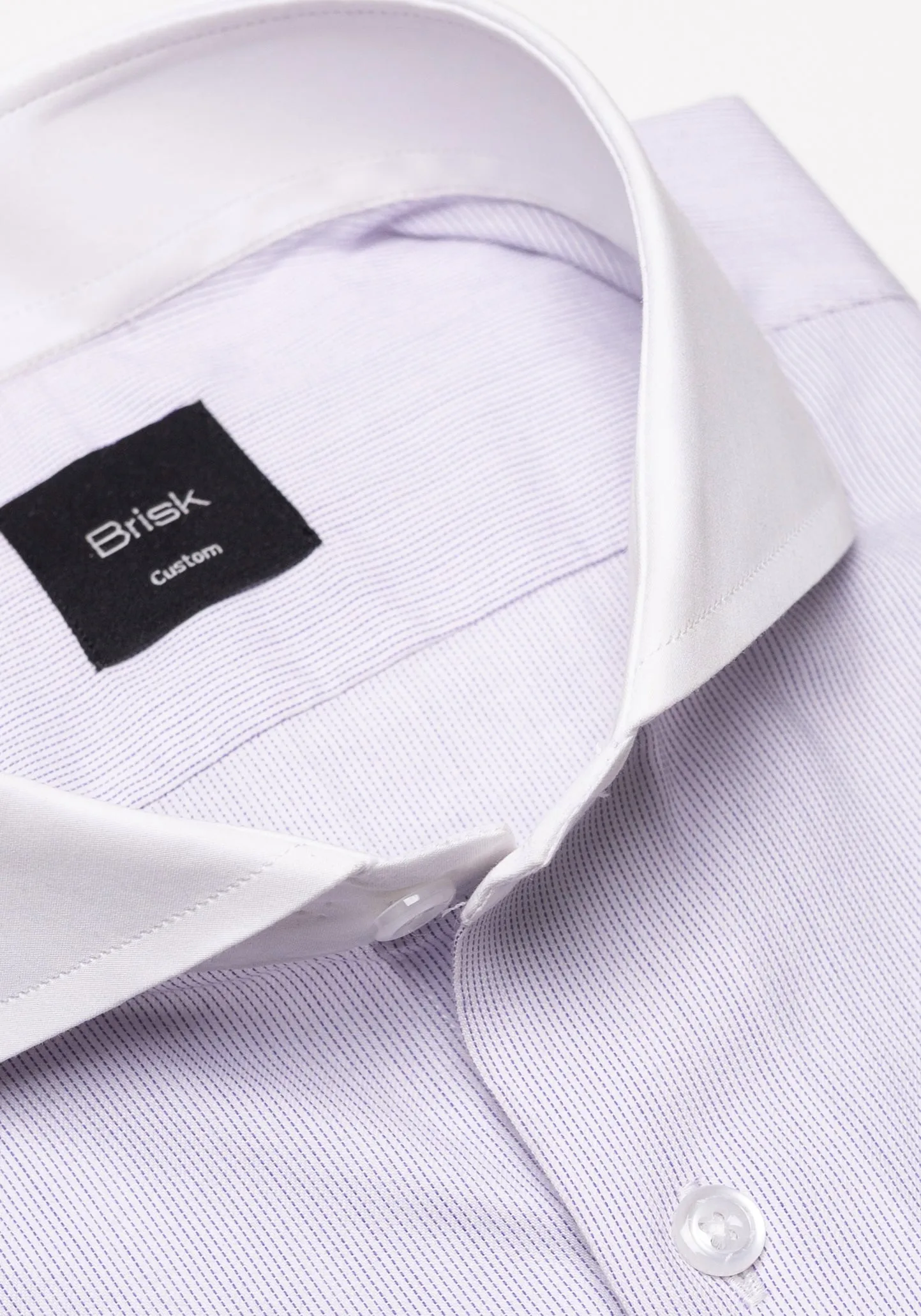 Pastel Lilac Pinstripes Pima Cotton Shirt - White Cutaway Extreme Collar Unused Sample sold by Brisk Shirts product image thumbnail 3