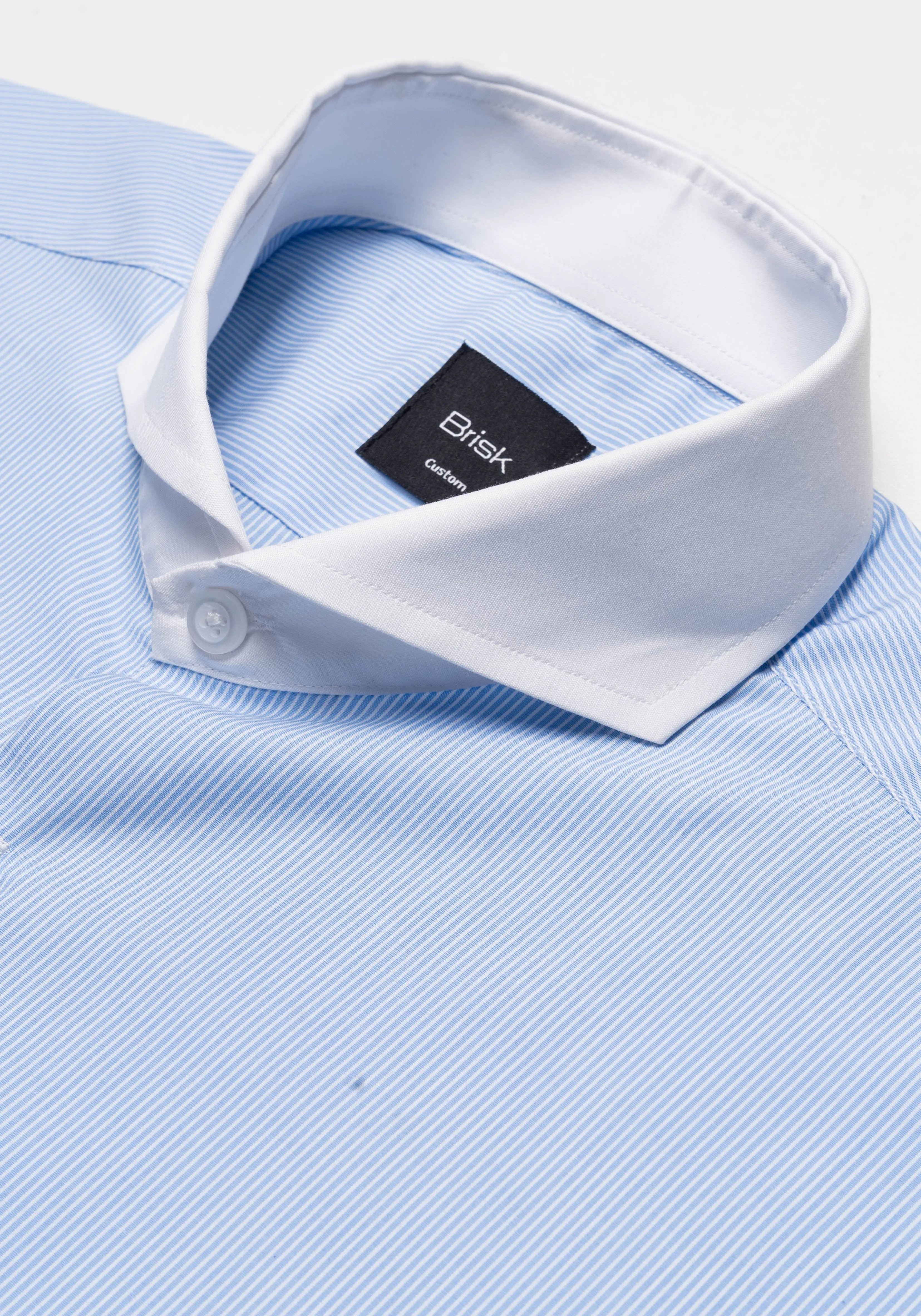 Fine Sky Blue Pencil Stripes Shirt sold by Brisk Shirts product image thumbnail 3