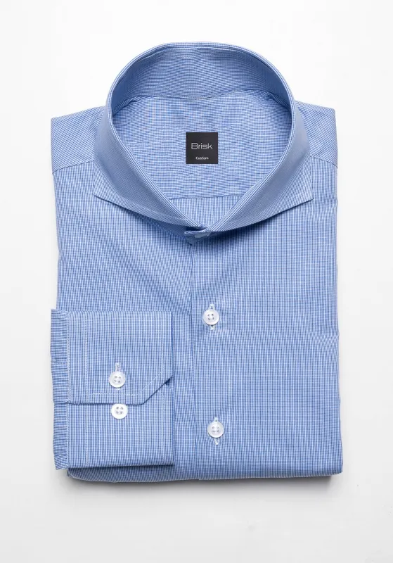 Fine Blue Micro Houndstooth Shirt made by Brisk Shirts
