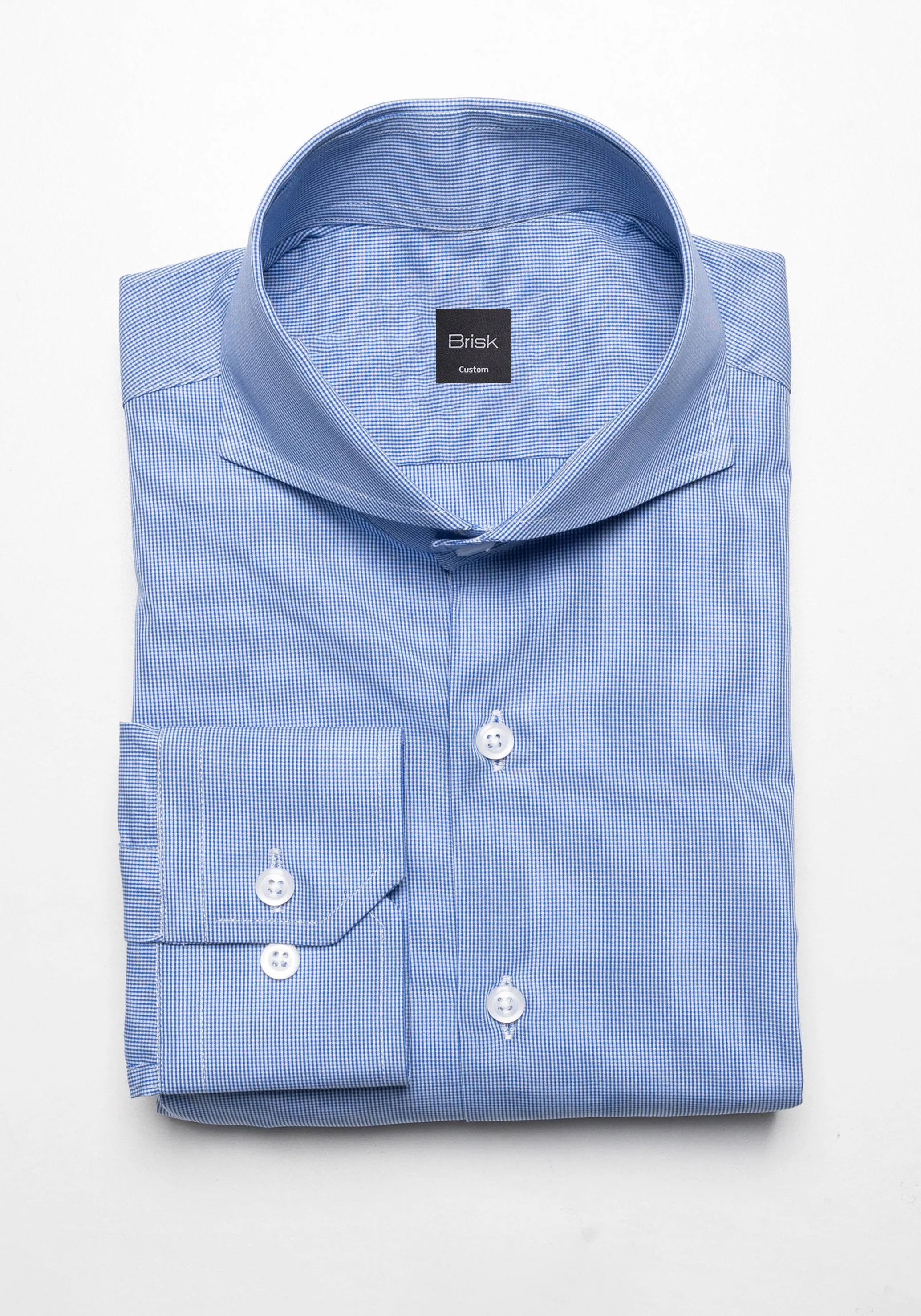 Fine Blue Micro Houndstooth Shirt sold by Brisk Shirts