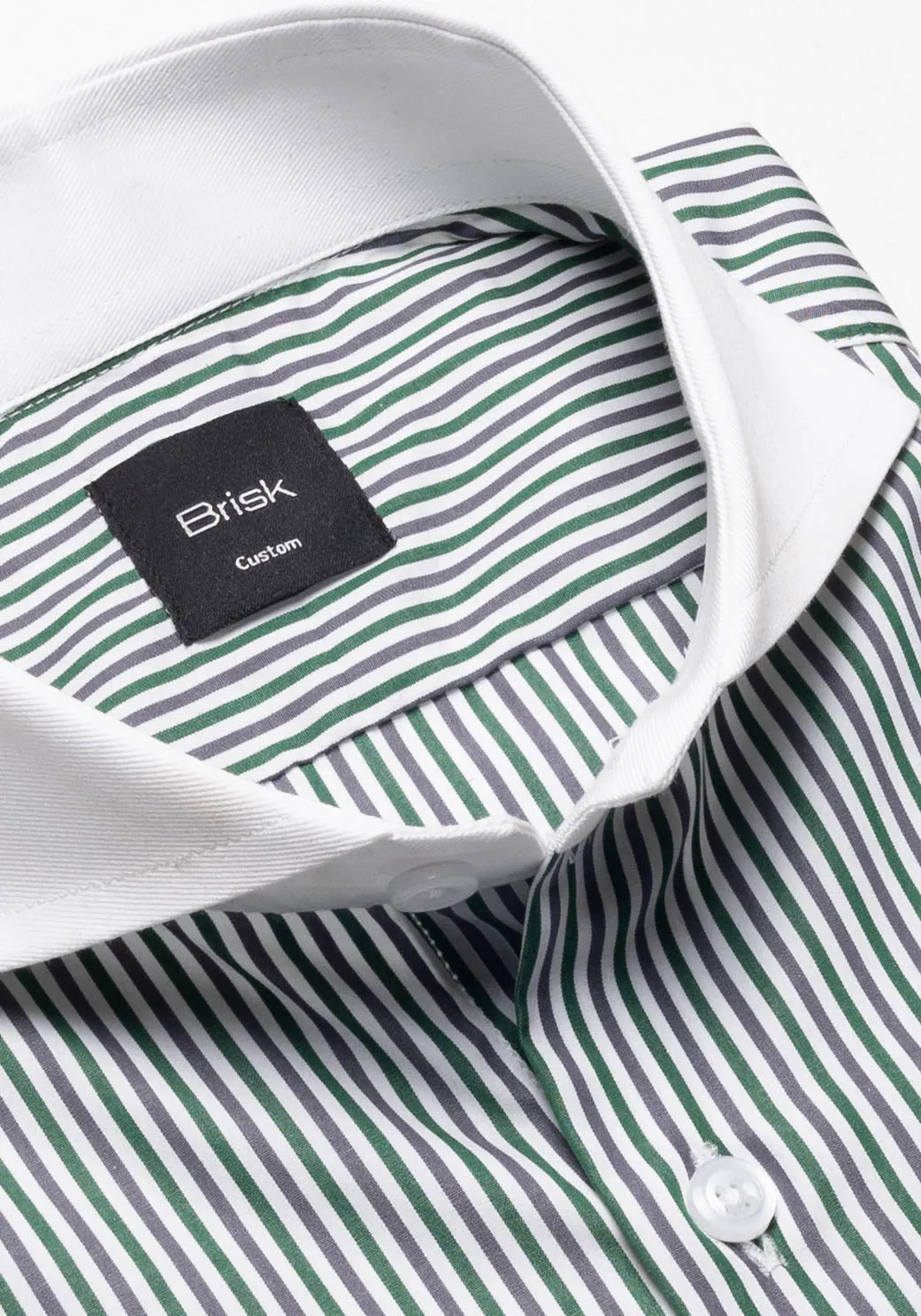 Italian Green Grey Stripes Shirt - Wrinkle Resistant sold by Brisk Shirts product image thumbnail 2
