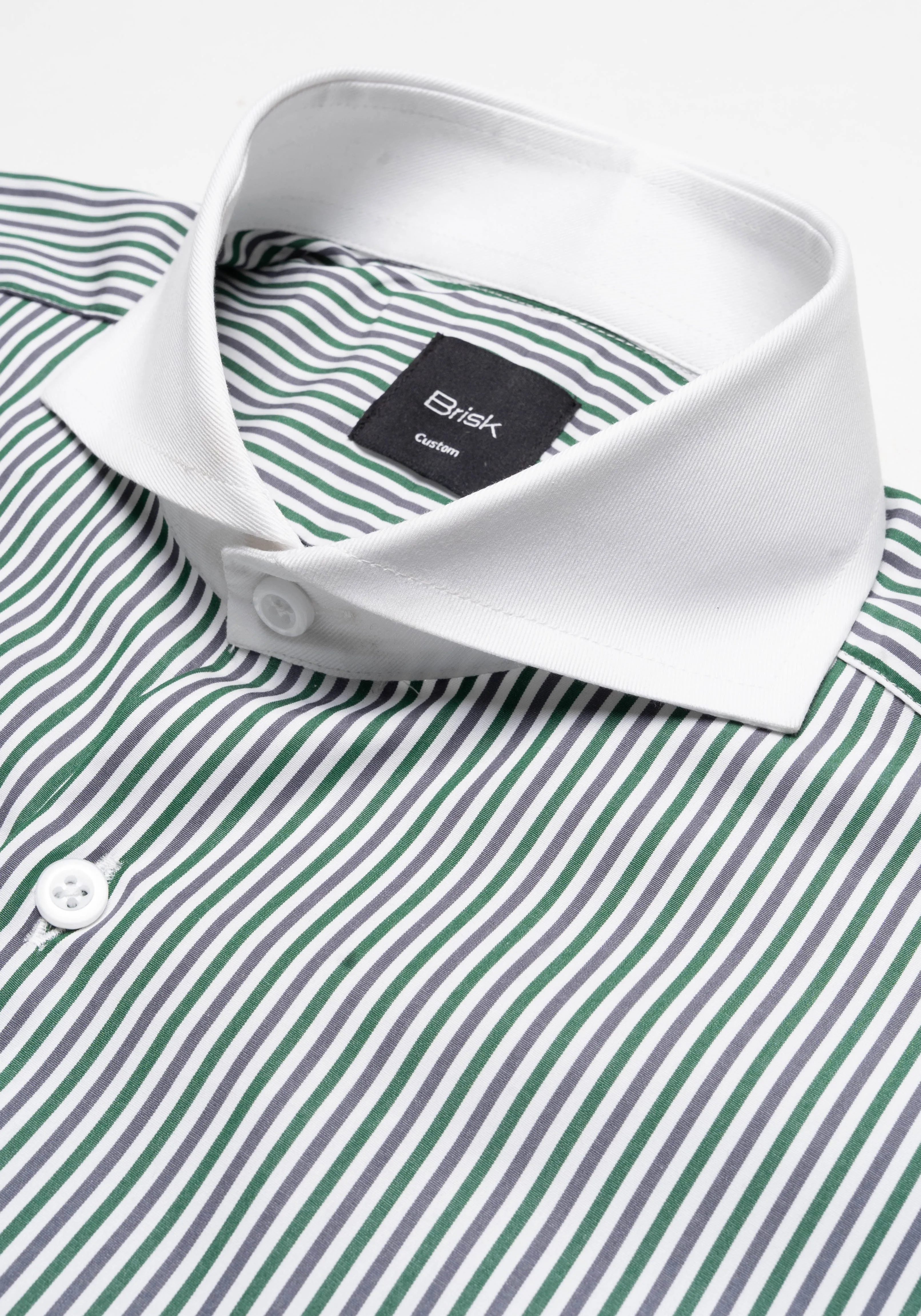 Italian Green Grey Stripes Shirt - Wrinkle Resistant sold by Brisk Shirts product image thumbnail 3