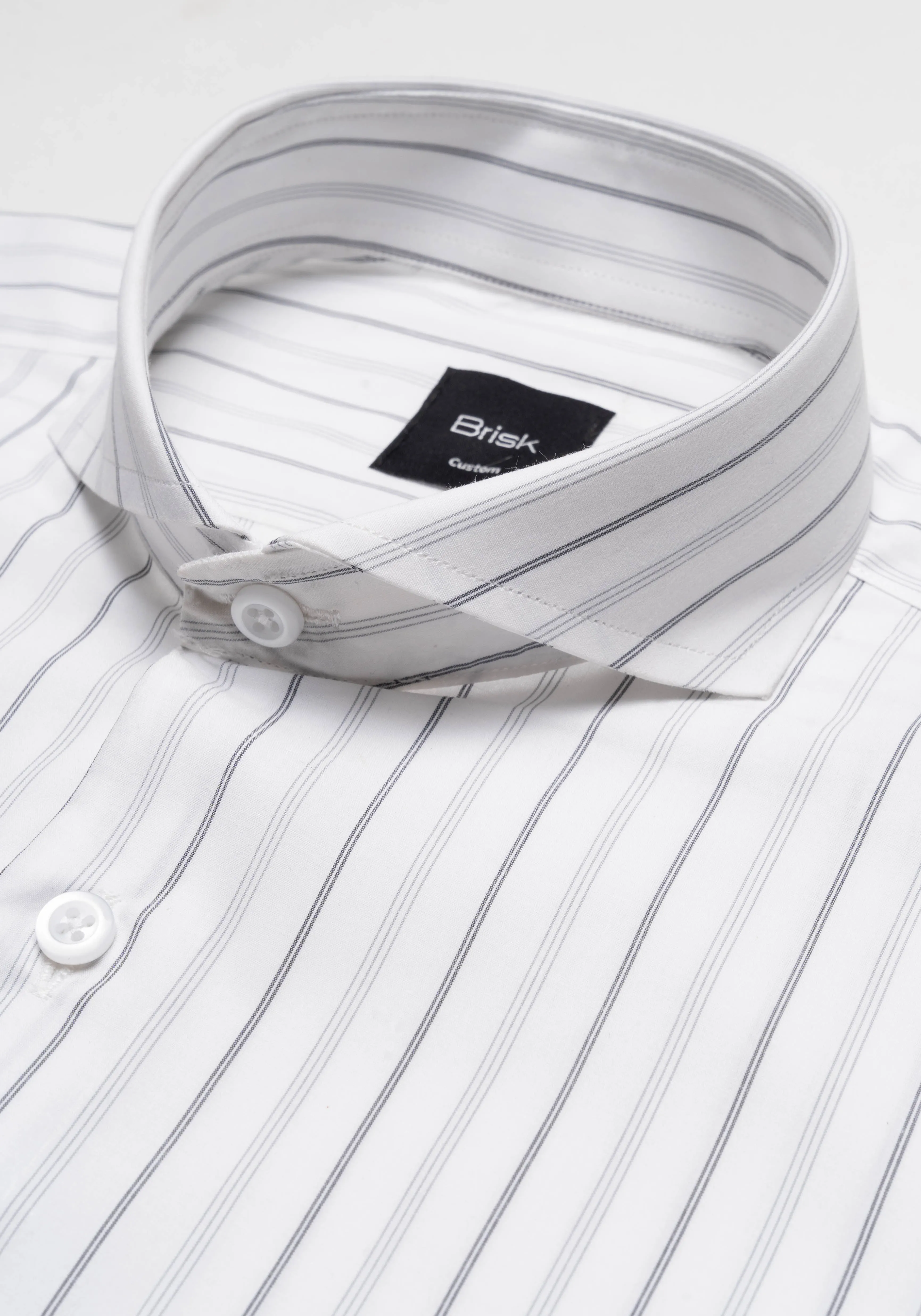 Grey On White Heavy Stretch Stripes Shirt-Easy Care sold by Brisk Shirts product image thumbnail 3