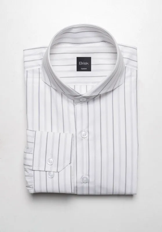 Grey On White Heavy Stretch Stripes Shirt-Easy Care made by Brisk Shirts
