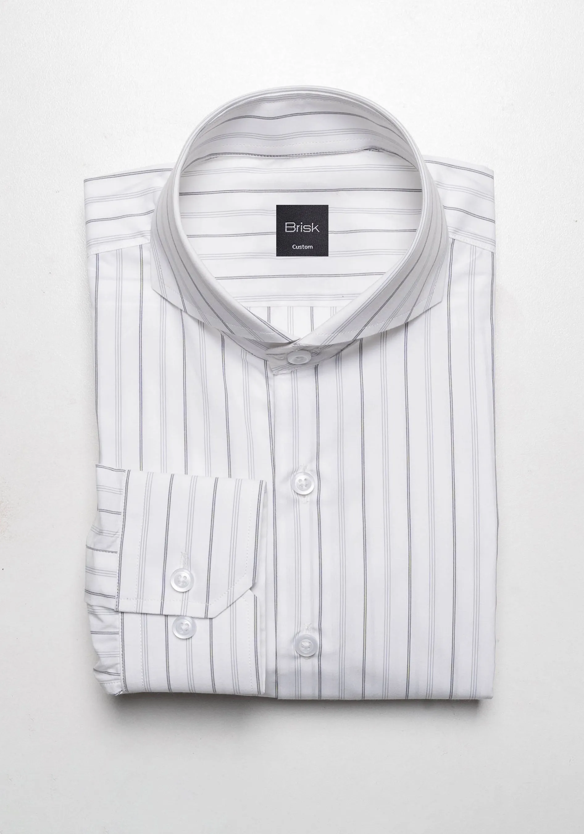 Grey On White Heavy Stretch Stripes Shirt-Easy Care sold by Brisk Shirts