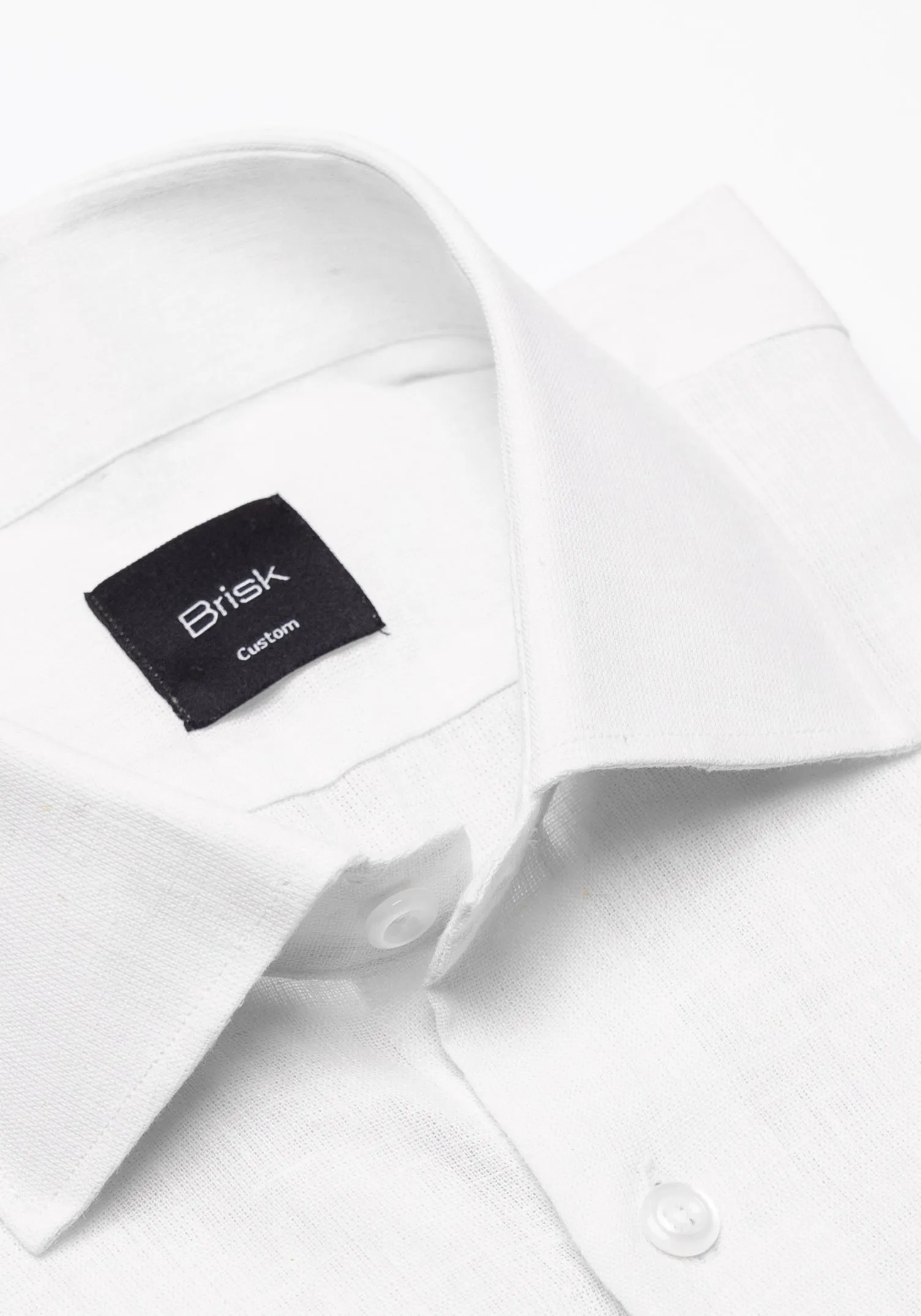 White Cotton-Linen Shirt - Cutaway Classic Collar Unused Sample sold by Brisk Shirts product image thumbnail 4