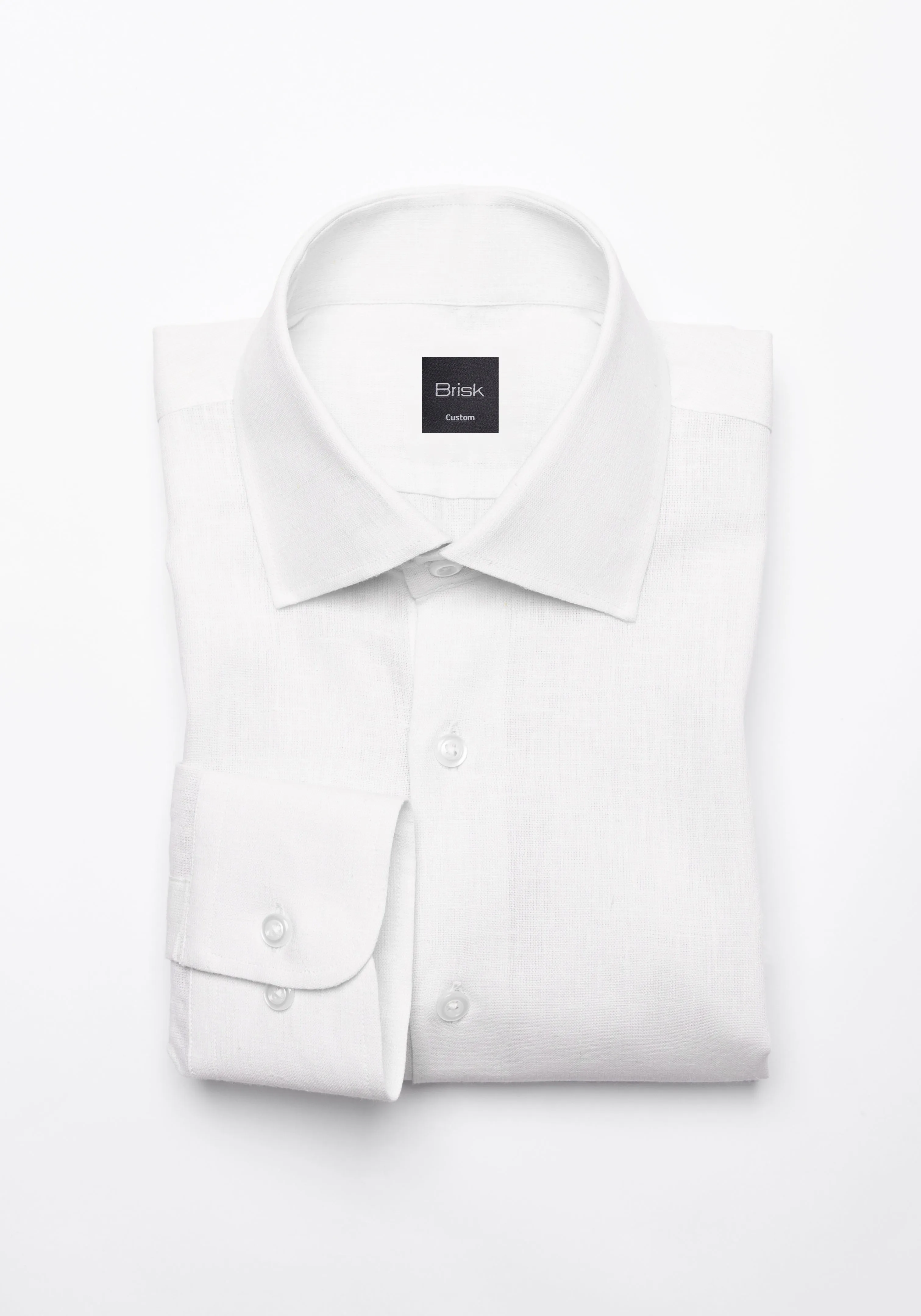 White Cotton-Linen Shirt - Cutaway Classic Collar Unused Sample sold by Brisk Shirts product image thumbnail 2