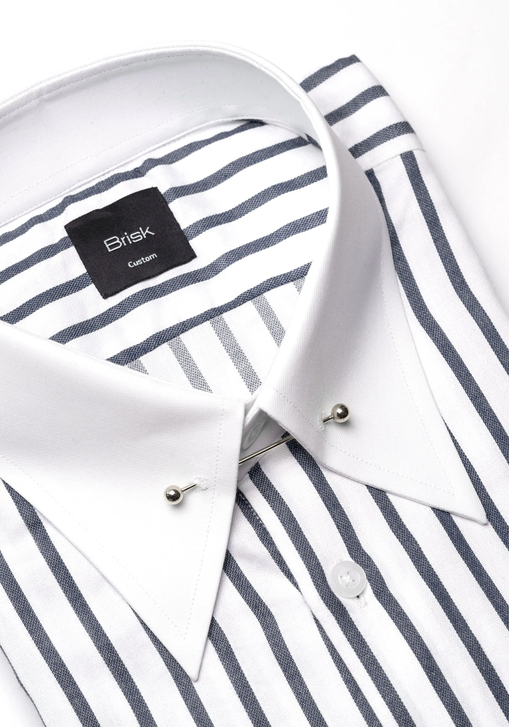 Black Wide Stripes Shirt - White Classic Silver Pin Collar sold by Brisk Shirts product image thumbnail 3