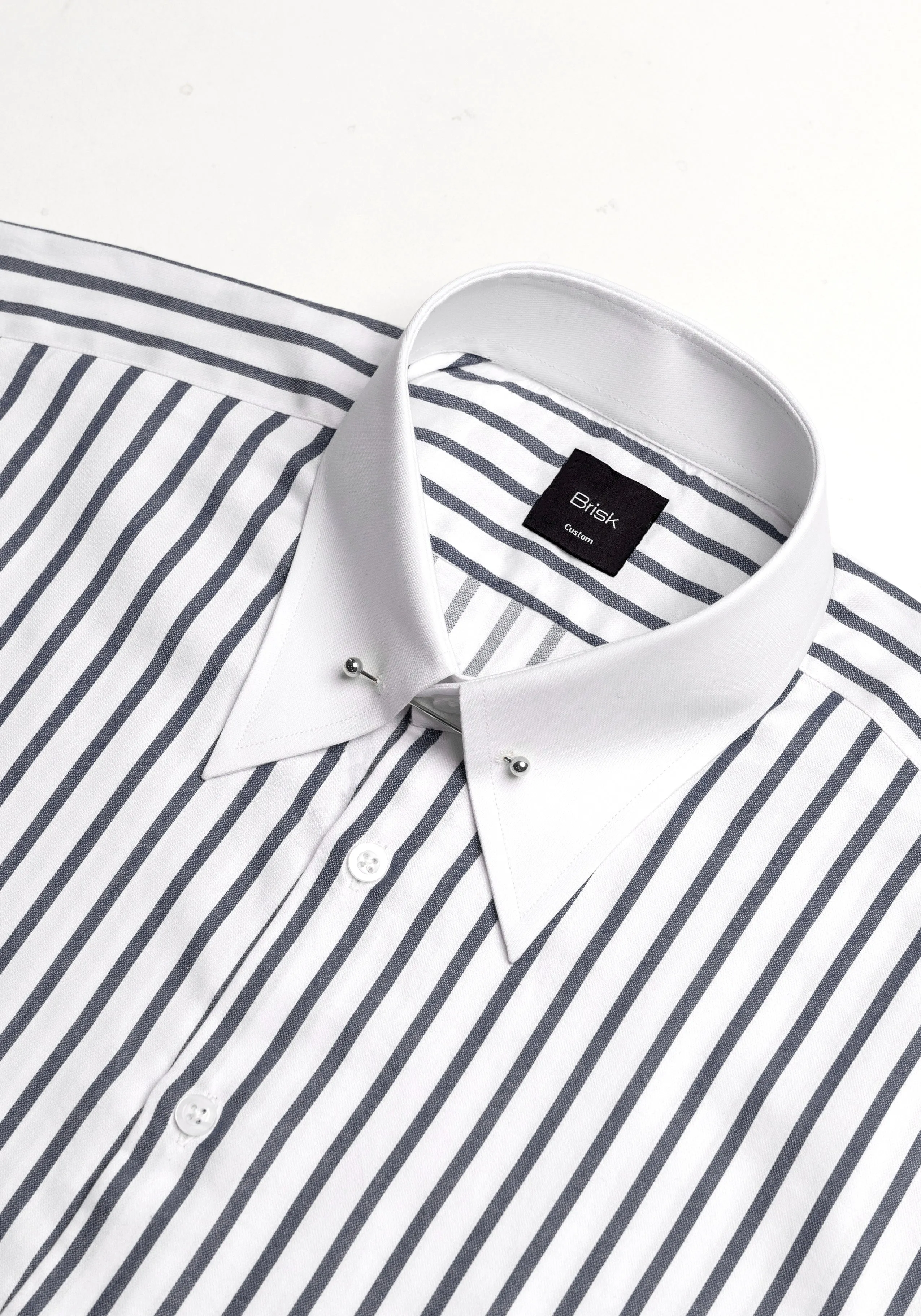 Black Wide Stripes Shirt - White Classic Silver Pin Collar sold by Brisk Shirts product image thumbnail 2
