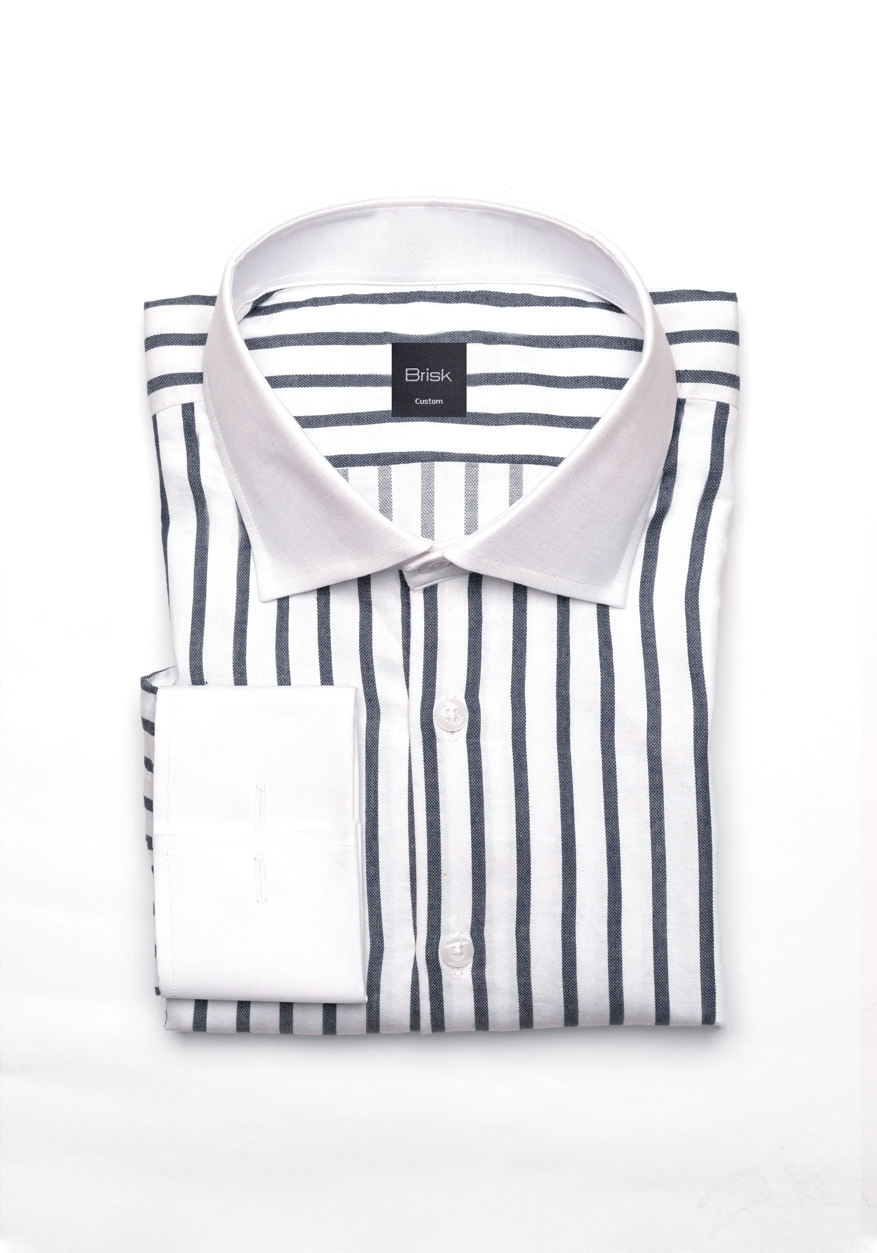 Black Wide Stripes Shirt - White Cutaway Classic Collar & French Cuffs sold by Brisk Shirts